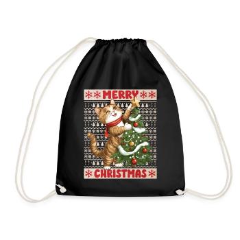 Chat Arbre de Noël Noël Noël Mignon Drôle - Sac de sport léger - noir - Devant
