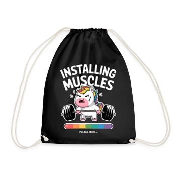 Installing Muscles Unicorn - Drawstring Bag - black - Front