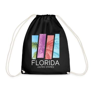 Florida USA Miami America Summer Palm Trees Beach - Drawstring Bag - black - Front