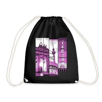 Berlin Skyline City Allemagne Collage Vintage - Sac de sport léger - noir - Devant