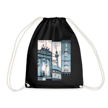 Berlin Skyline City Allemagne Collage Vintage - Sac de sport léger - noir - Devant