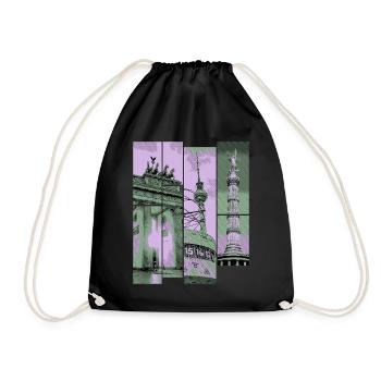 Berlin Skyline City Allemagne Collage Vintage - Sac de sport léger - noir - Devant