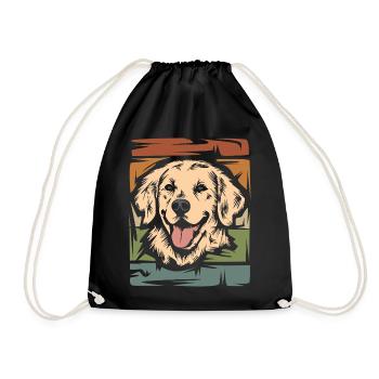 retro golden retriever and labrador dog icon - Drawstring Bag - black - Front