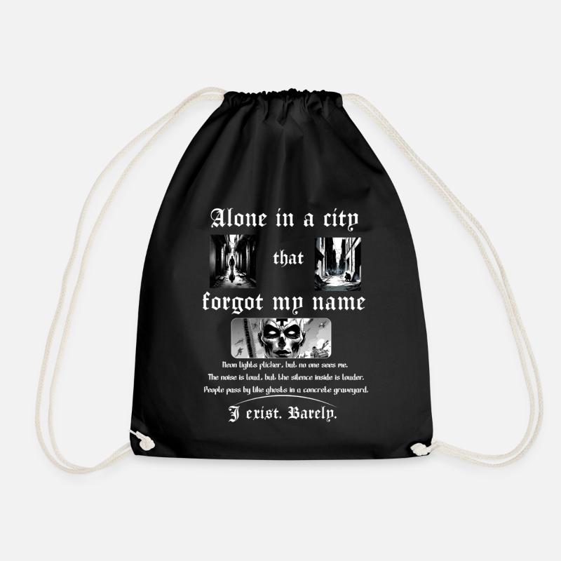 Alone in the City — Urban Noir - Drawstring Bag - black