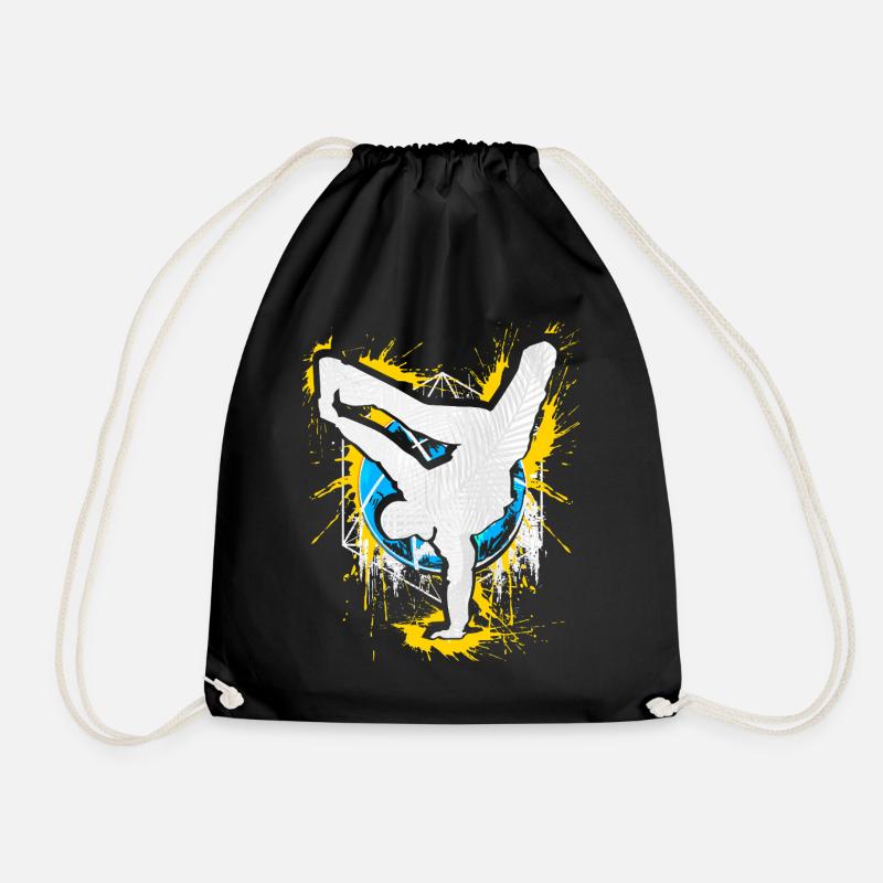 Breakdance Handstand Bboy - B-Boying Breakdancer - Drawstring Bag - black