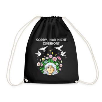 Forgotten words with flowers and birds - Drawstring Bag - black - Front