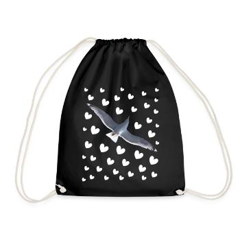 Mouette avec des coeurs Vol de mouette avec motif de cœur - Sac de sport léger - noir - Devant