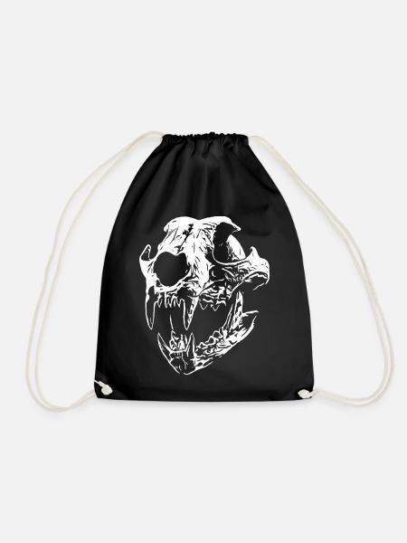 Smilodon Schädel mit scharfen Zähnen - Turnbeutel - Schwarz
