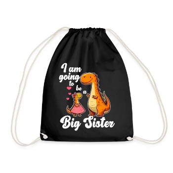 Become a Big Sister Dino - Drawstring Bag - black - Front