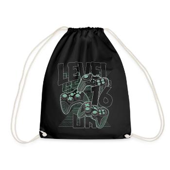Level Up Retro Controller Graphic 16th Birthday - Drawstring Bag - black - Front
