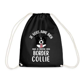 Border Collie Liebe Humor - Turnbeutel - Schwarz - Vorne