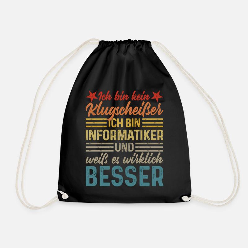 Informatiker - Kein Klugscheißer - Turnbeutel - Schwarz