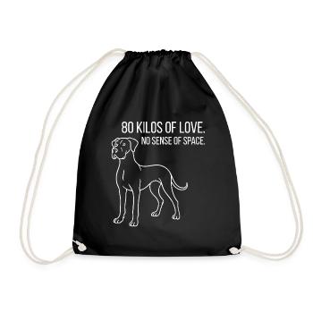 Deutsche Dogge Humor - 80 Kilo Liebe  - Turnbeutel - Schwarz - Vorne