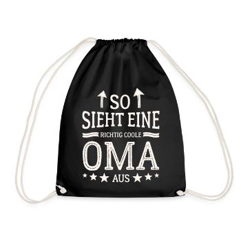 So sieht eine coole Oma aus Beste Großmutter - Turnbeutel - Schwarz - Vorne