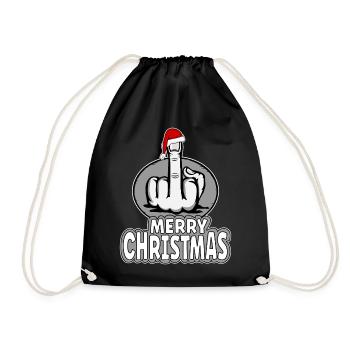 Merry Christmas Mittelfinger Stingerfinger Design - Turnbeutel - Schwarz - Vorne