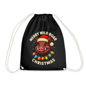 Wild Boar Christmas Hunter Gift Hunting - Drawstring Bag - black - Front