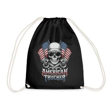 American Trucker Patriotic Truck Driver - Drawstring Bag - black - Front