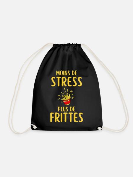 Less Stress More Fries - Drawstring Bag - black