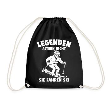 Legenden altern nicht – Sie fahren Ski - Turnbeutel - Schwarz - Vorne