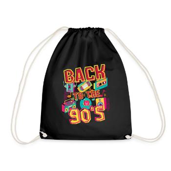 Zurück in die 90er – nostalgisches Retro-T-Shirt - Turnbeutel - Schwarz - Vorne