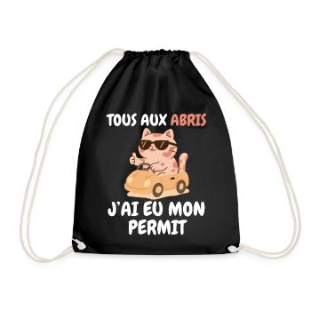 All at the cat shelters I got my license - Drawstring Bag - black - Front