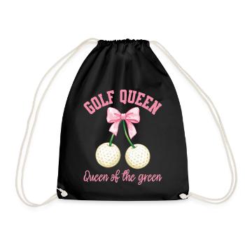 Golf Queen Funny Golfer Women Golfing - Drawstring Bag - black - Front