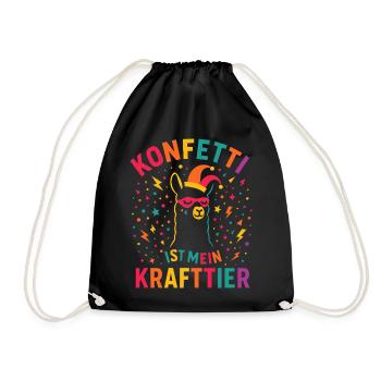 Confettis de carnaval en alpaga avec bonnet de fou - Sac de sport léger - noir - Devant
