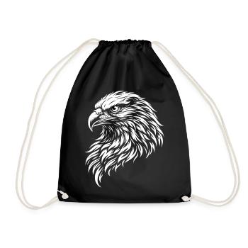 Eagle Tribal Eagle Head – Mystical Wild Animal Motif - Drawstring Bag - black - Front
