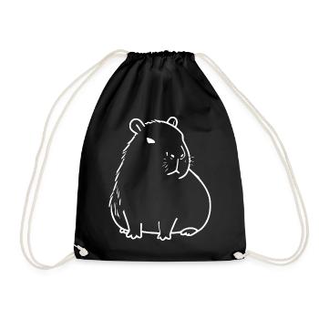 Capybara capybara white - Drawstring Bag - black - Front