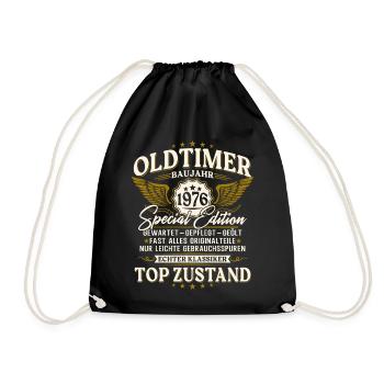 50. Geburtstag 1976 Oldtimer Geschenk Retro - Turnbeutel - Schwarz - Vorne