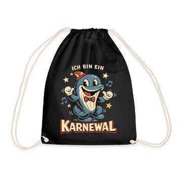 Karneval Karnewal Wal Lustig Geschenk - Turnbeutel - Schwarz - Vorne