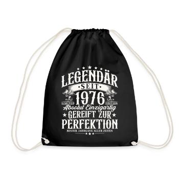 Legendary Since 1976 Vintage Birthday Gift - Drawstring Bag - black - Front