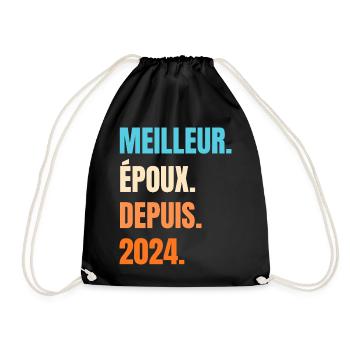 Meilleur Époux Depuis 2024 Cadeau Mari - Sac de sport léger - noir - Devant