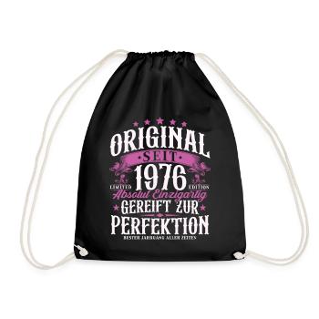 Original 1976 Jahrgang Retro Geburtstag Geschenk - Turnbeutel - Schwarz - Vorne