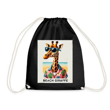 Beach Giraffe with Sunglasses - Drawstring Bag - black - Front