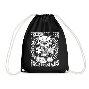 Fressnapf Leer, Fiskus Frisst Alles - Turnbeutel - Schwarz - Vorne