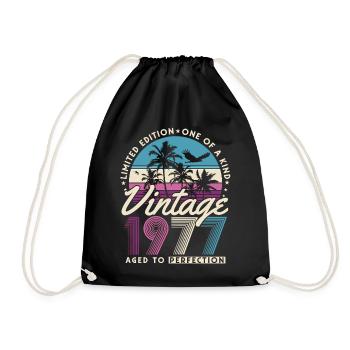 Cadeau d’anniversaire rétro vintage 1977 - Sac de sport léger - noir - Devant