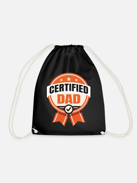 Certified Dad - Funny Father Design - Drawstring Bag - black