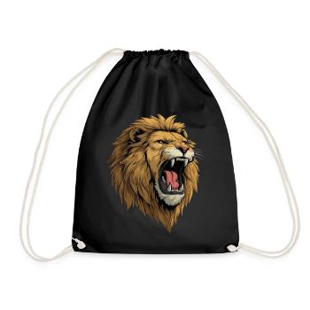 Rugissement de tête de lion - Sac de sport léger - noir - Devant