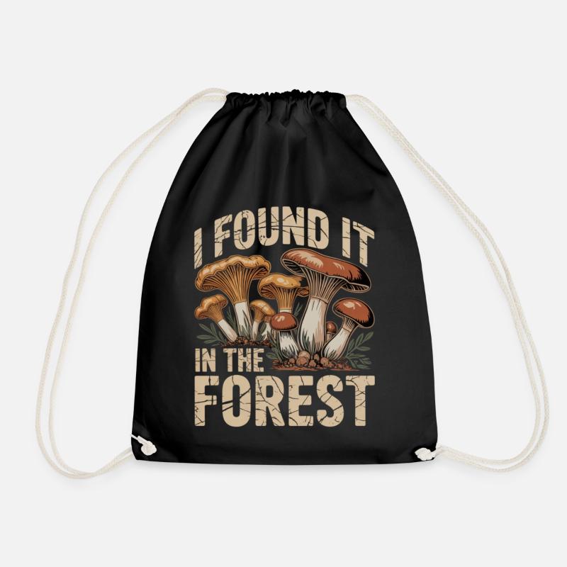 Ready for mushroom picking: Picking porcini mushrooms - Drawstring Bag - black