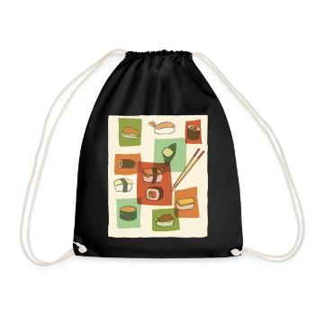 Sushi Mid-Century Pop Art - Drawstring Bag - black - Front