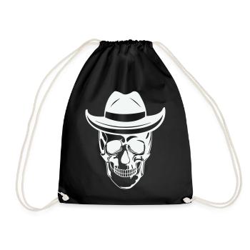 Skull with sunglasses - Drawstring Bag - black - Front