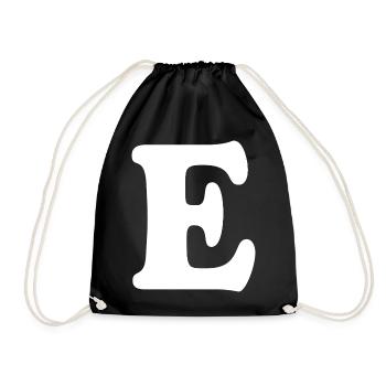 Large E Style Print | Letter E | E Logo - Drawstring Bag - black - Front