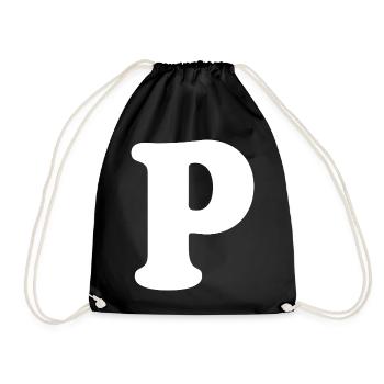 Large P Style Print | Letter P | P Logo - Drawstring Bag - black - Front