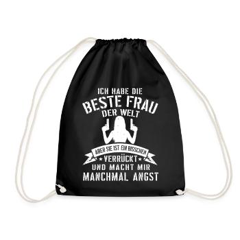 Super lustiges Geschenk für Ehemann mit verrückter - Turnbeutel - Schwarz - Vorne