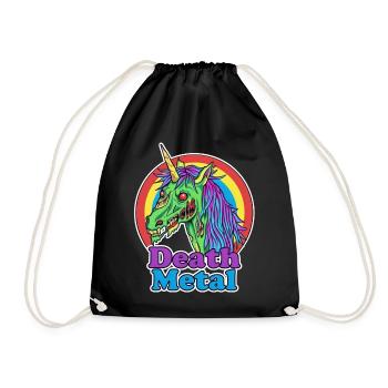Death Metal – Zombie Einhorn Cartoon - Turnbeutel - Schwarz - Vorne