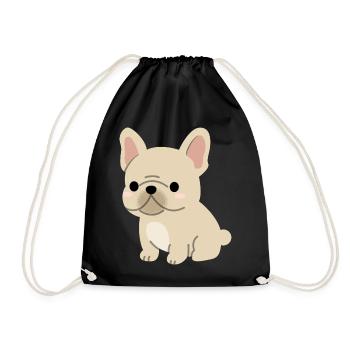 Charming French Bulldog Illustration - Drawstring Bag - black - Front