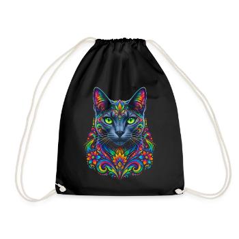 Stellar-Floral-Prisma-Katze - Turnbeutel - Schwarz - Vorne