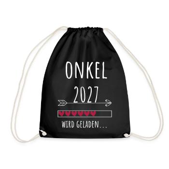 Schwangerschaft Verkünden – Onkel 2027 - Turnbeutel - Schwarz - Vorne