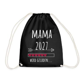 Schwangerschaft Verkünden – Mama 2027 Wird Geladen - Turnbeutel - Schwarz - Vorne